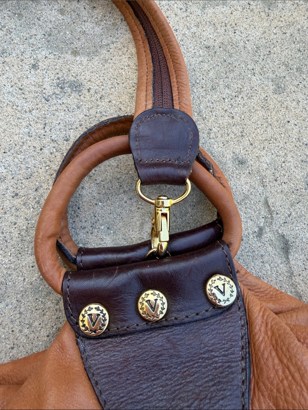 Valentina Cognac Tan & Brown Leather Two Tone Backpack Purse - Picture 10 of 12